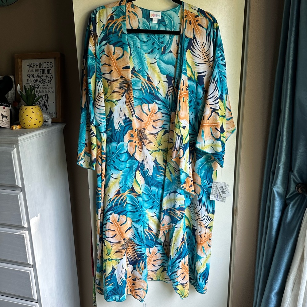 Tropical Leaf Print Kimono